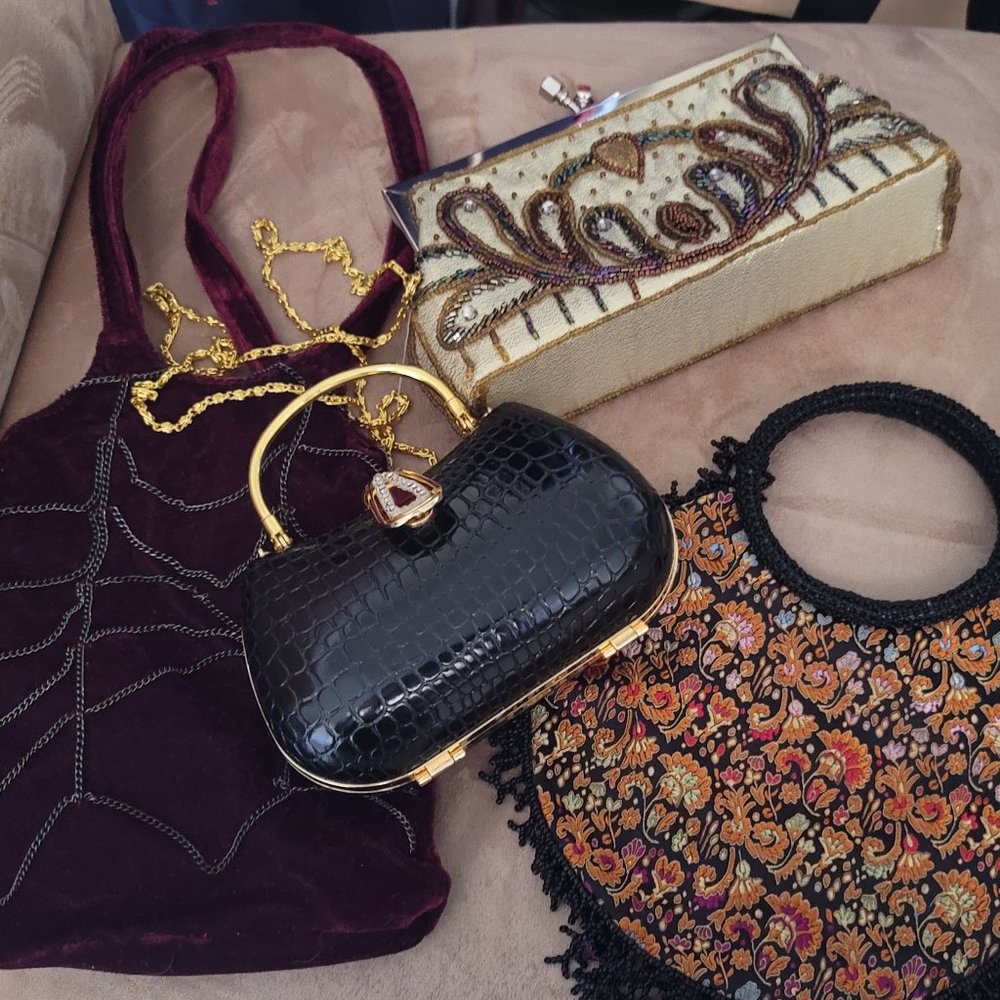 4 SMALL EMBELLISHED PURSES HANDBAGS